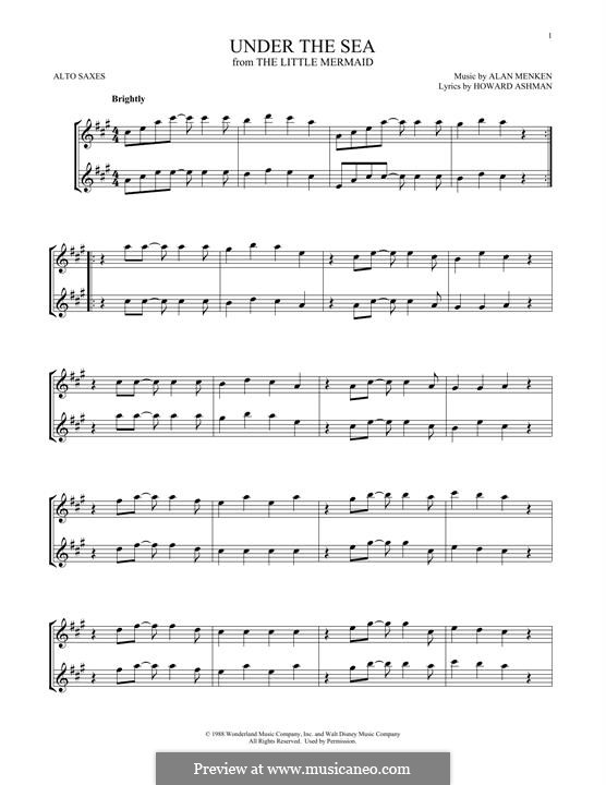 Under the Sea (from The Little Mermaid): For two alto saxophones by Alan Menken