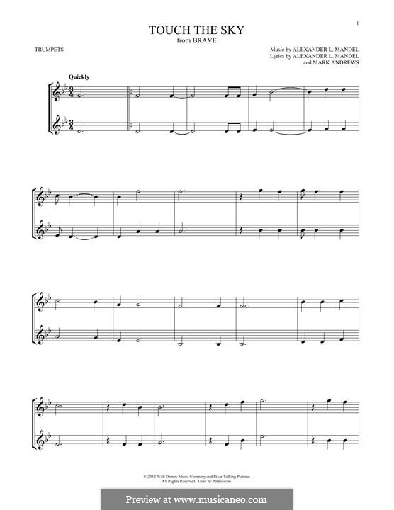 Touch The Sky (from Brave): For two trumpets by Alexander L. Mandel