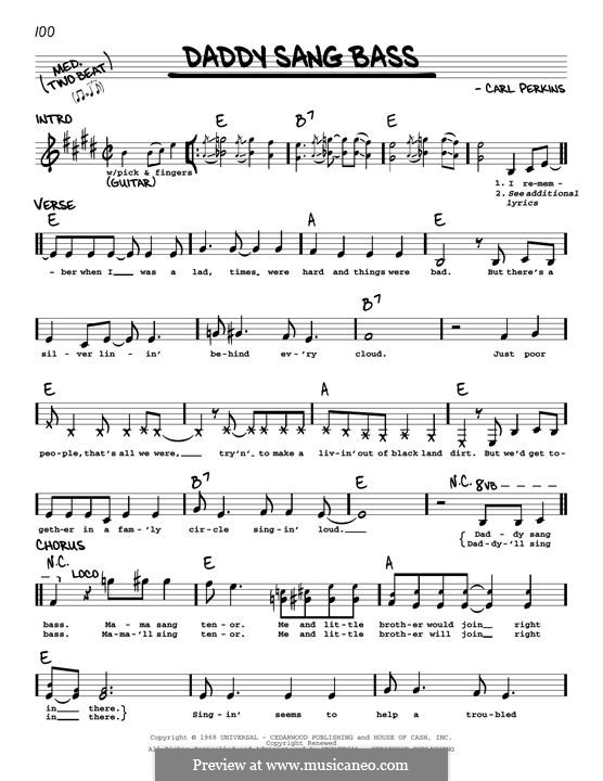 Daddy Sang Bass (Johnny Cash): Мелодия by Carl Lee Perkins