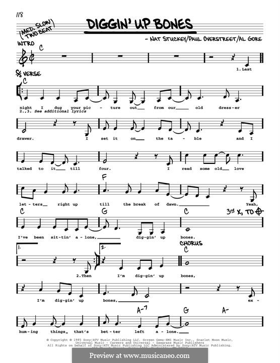 Diggin' Up Bones (Randy Travis): Мелодия by Al Gore, Nat Stuckey, Paul Overstreet