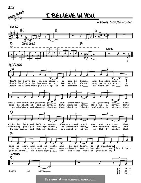 I Believe in You (Don Williams): Мелодия by Roger Cook, Sam Hogin