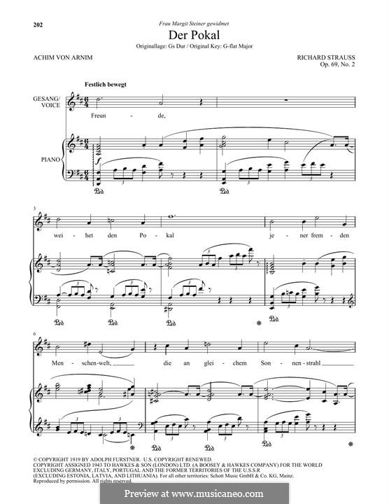 Маленькие песни, Op.69: No.2 Der Pokal (Low Voice) by Рихард Штраус