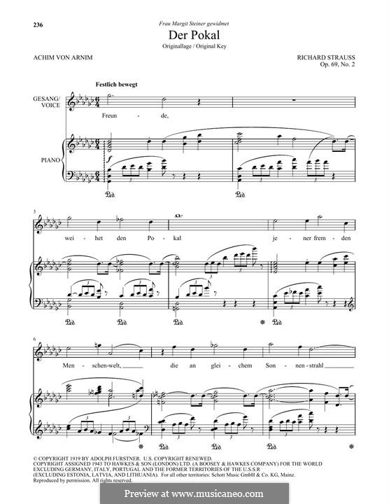 Маленькие песни, Op.69: No.2 Der Pokal (High Voice) by Рихард Штраус