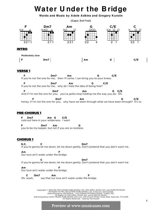 Water Under the Bridge: Lyrics and guitar chords by Adele, Greg Kurstin