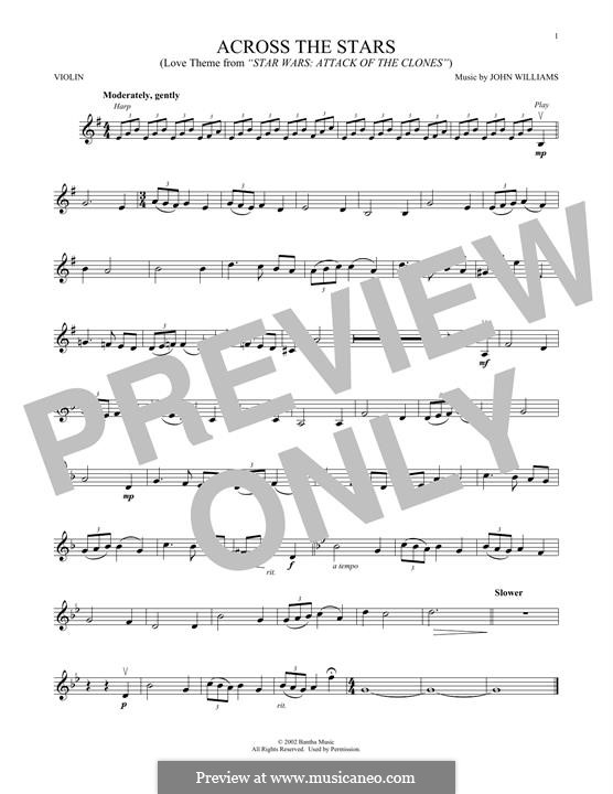 Across The Stars (from Star Wars: Attack Of The Clones): Для скрипки by John Williams