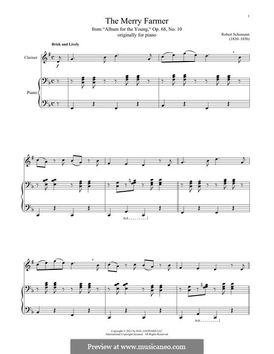 No.10 Веселый крестьянин: Для кларнета и фортепиано by Роберт Шуман