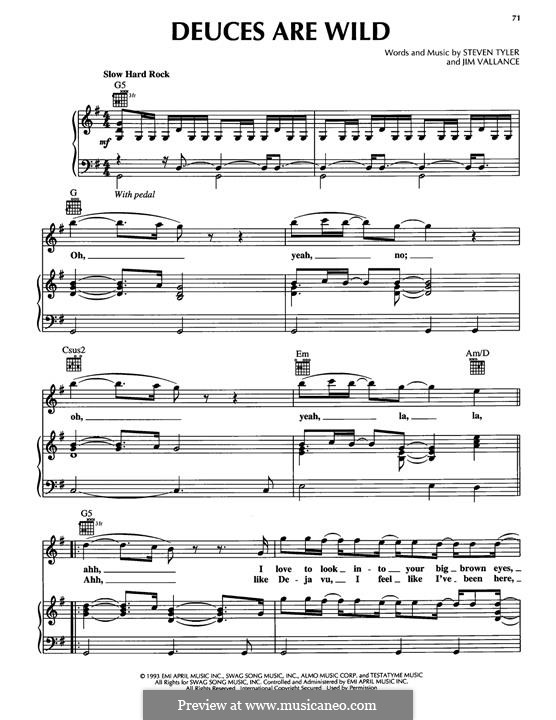 Deuces Are Wild (Aerosmith): Для голоса и фортепиано (или гитары) by Jim Vallance, Steven Tyler