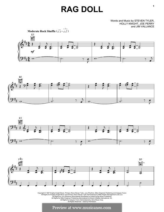 Rag Doll (Aerosmith): Для голоса и фортепиано (или гитары) by Holly Knight, Jim Vallance, Joe Perry, Steven Tyler