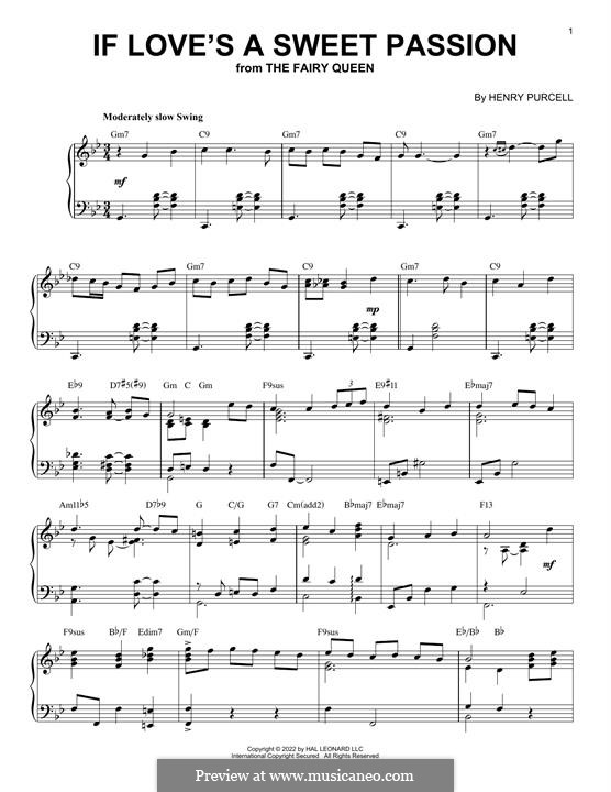 If Love's a Sweet Passion: Для фортепиано (jazz version) by Генри Пёрсел