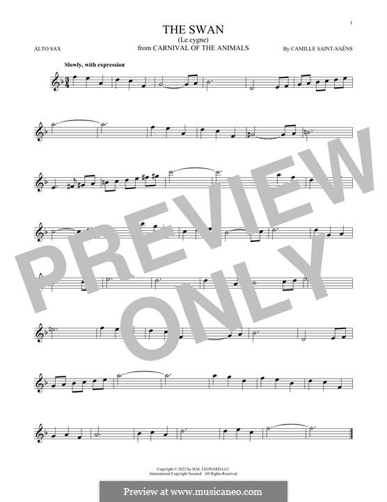 The Swan (printable scores): Для альтового саксофона by Камиль Сен-Санс