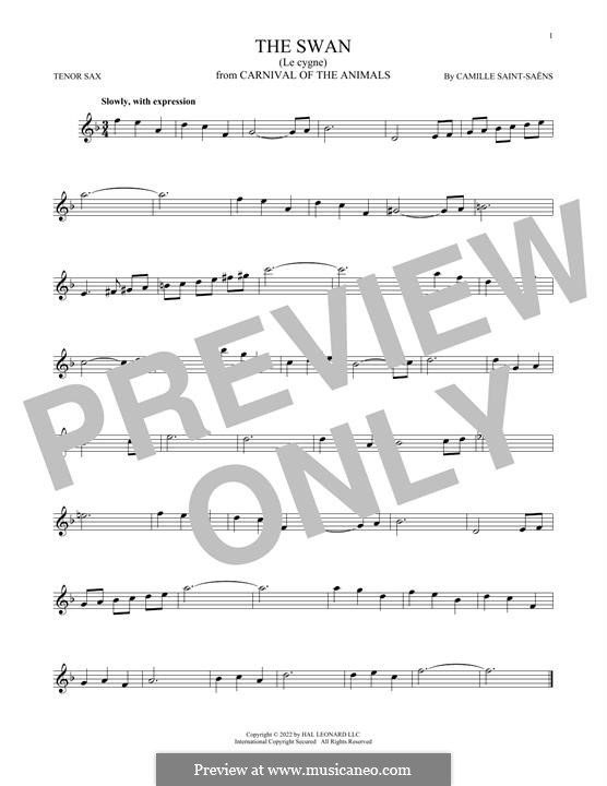 The Swan (printable scores): Для тенорового саксофона by Камиль Сен-Санс