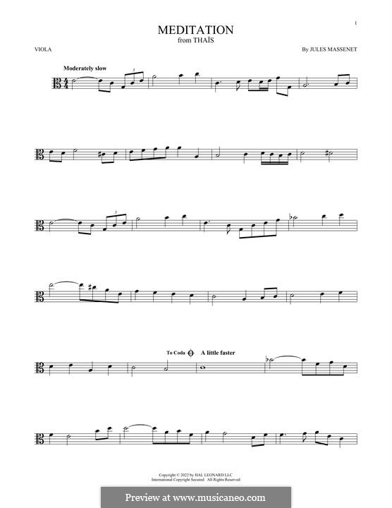 Meditation (printable scores): For viola by Жюль Массне