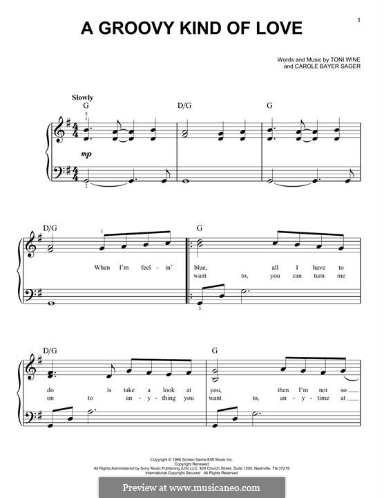 A Groovy Kind of Love (The Mindbenders): Для фортепиано by Carole Bayer Sager, Toni Wine