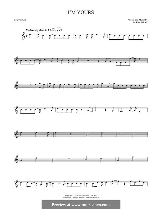 I'm Yours: Для блокфлейты by Jason Mraz