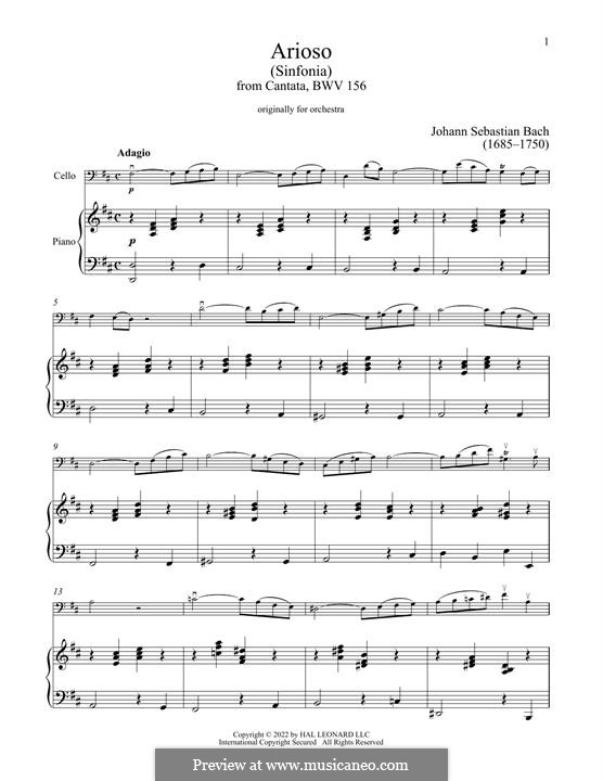 Ариозо соль мажор: Для виолончели и фортепиано by Иоганн Себастьян Бах