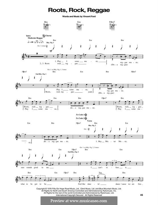 Roots, Rock, Reggae (Bob Marley): Гитарная табулатура by Vincent Ford