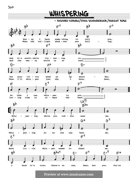 Whispering (Benny Goodman): Мелодия by John Schonberger, Richard Coburn, Vincent Rose
