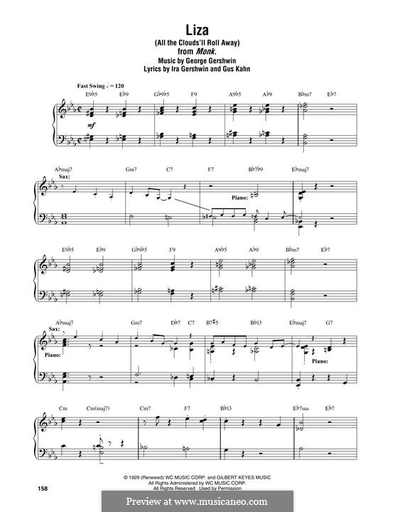 Liza (All the Clouds'll Roll Away): Для фортепиано by Джордж Гершвин