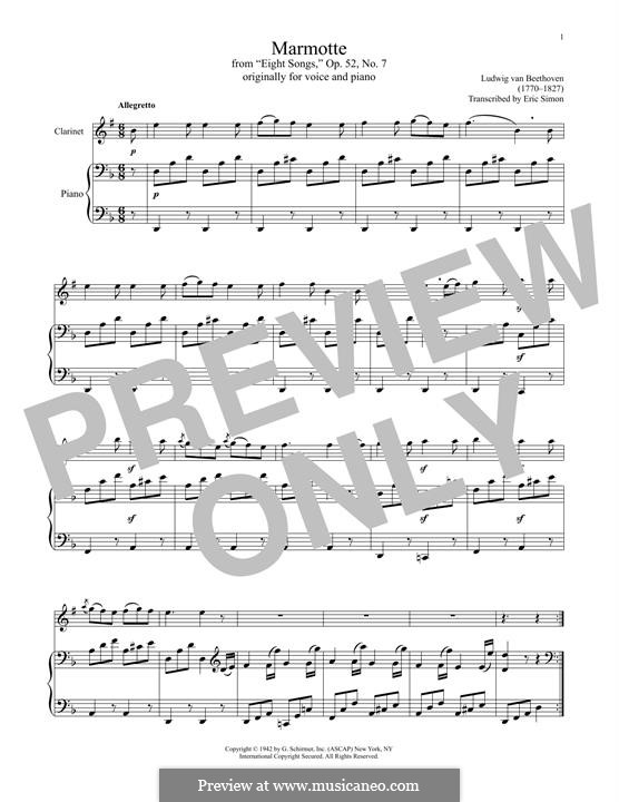 Сурок: Версия для кларнета и фортепиано by Людвиг ван Бетховен