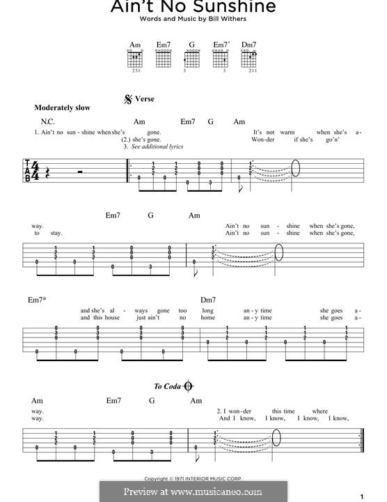 Ain't No Sunshine: Для гитары by Bill Withers