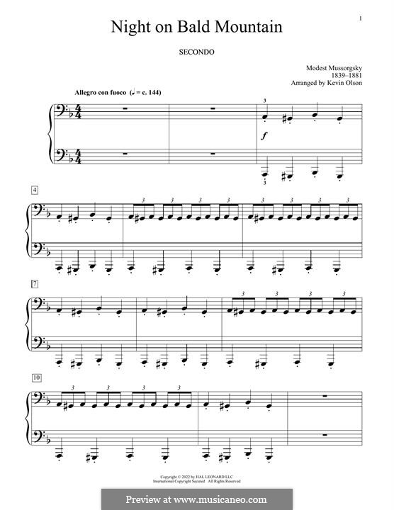 Ночь на лысой горе: Для фортепиано в 4 руки by Модест Мусоргский