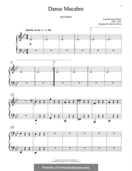 Пляска смерти, Op.40: Для фортепиано в 4 руки by Камиль Сен-Санс