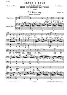 Шесть песен, Op.71: Сборник by Феликс Мендельсон-Бартольди