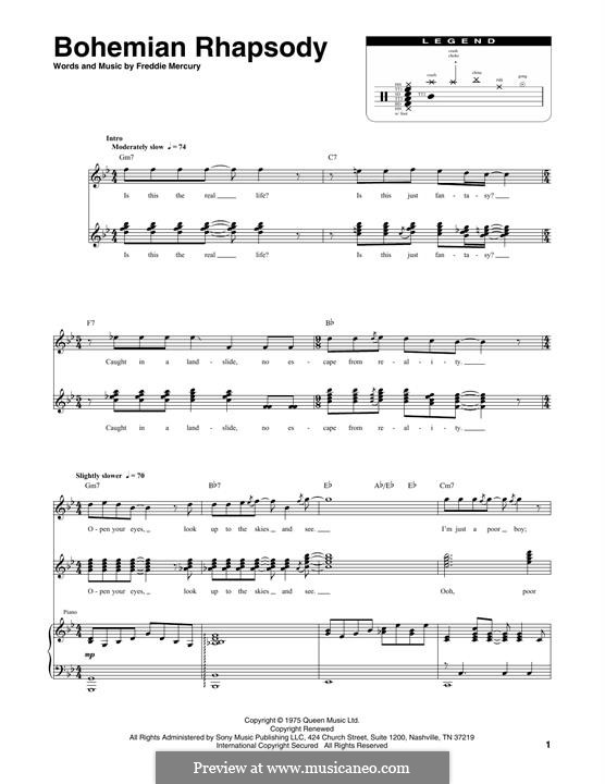 Instrumental version: Transcribed score by Freddie Mercury