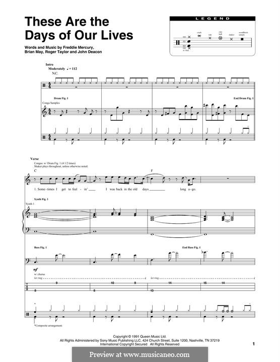 These are the Days of Our Lives (Queen): Transcribed score by Brian May, Freddie Mercury, John Deacon, Roger Taylor