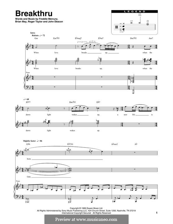 Breakthru (Queen): Transcribed score by Brian May, Freddie Mercury, John Deacon, Roger Taylor