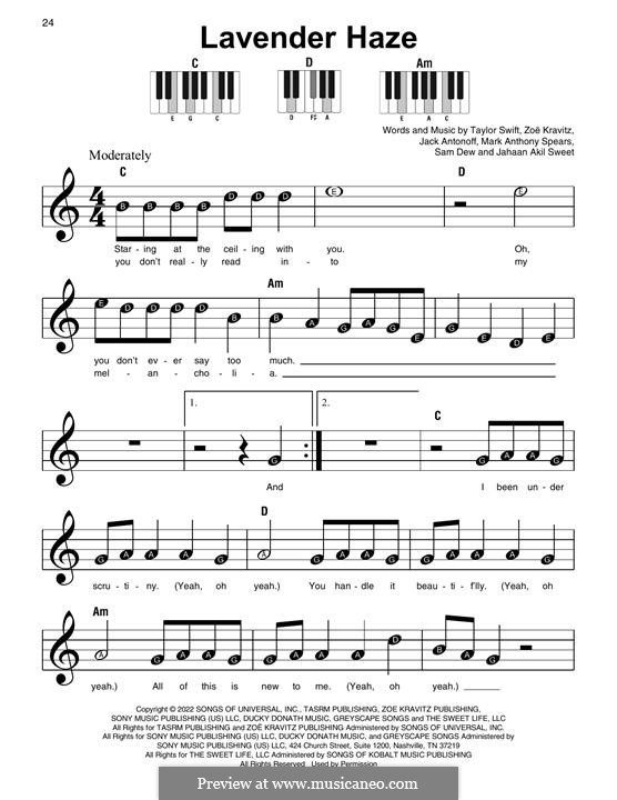 Lavender Haze (Taylor Swift): Для фортепиано (легкий уровень) by Jack Antonoff