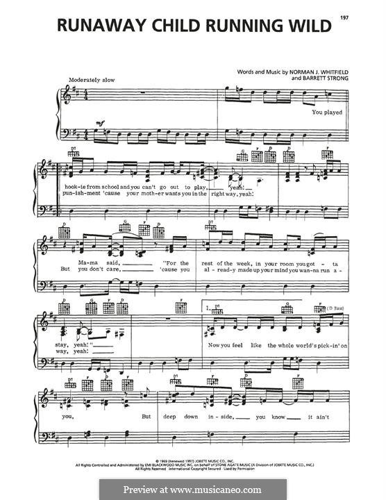 Runaway Child Running Wild (The Temptations): Runaway Child Running Wild (The Temptations) by Barrett Strong, Norman J. Whitfield