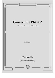 Concert 'Le Phénix' in D Major: For four bassoons (or trombones, or cellos) and piano by Мишель Корретт