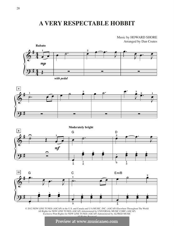 A Very Respectable Hobbit (from The Hobbit: An Unexpected Journey): Для фортепиано by Howard Shore