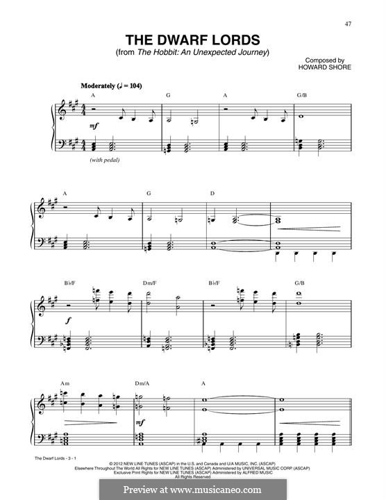 The Dwarf Lords (from The Hobbit: An Unexpected Journey): Для фортепиано by Howard Shore