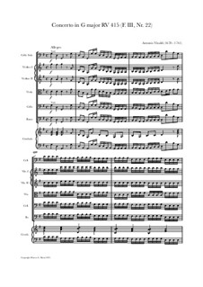 Cello Concerto in G Major, RV 415 (F.III Nr.22): Cello Concerto in G Major by Антонио Вивальди