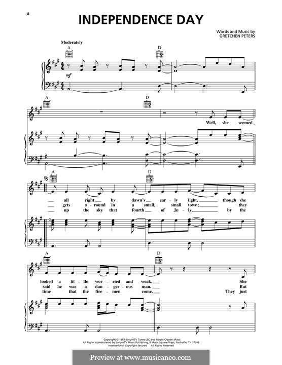 Independence Day: Для голоса и фортепиано (или гитары) by Gretchen Peters