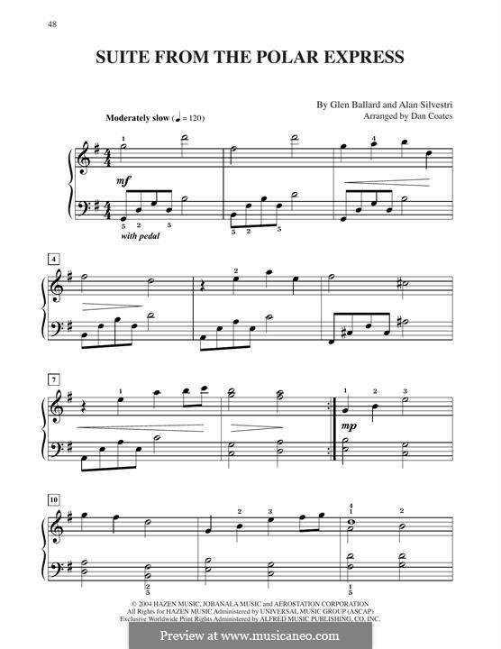 Suite (from The Polar Express): Для фортепиано (легкий уровень) by Alan Silvestri, Glen Ballard