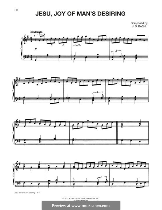 Jesu, Joy of Man's Desiring, for Piano: Для одного исполнителя by Иоганн Себастьян Бах