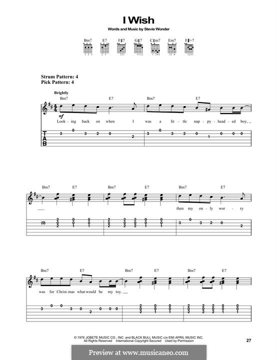 I Wish: Гитарная табулатура by Stevie Wonder