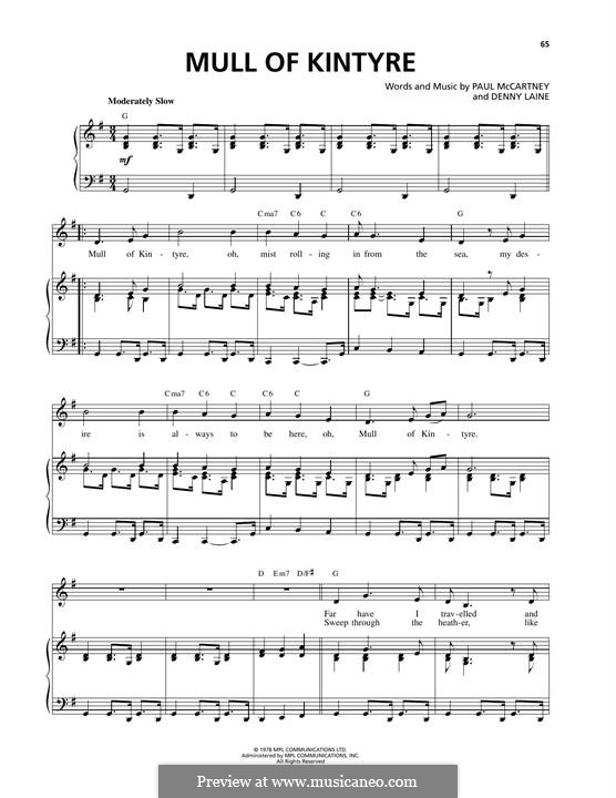 Mull of Kintyre (Wings): For voice and piano (Celtic Thunder) by Denny Laine, Paul McCartney