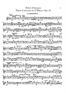 Концерт для фортепиано с оркестром ля минор, Op.54: Партии кларнетов by Роберт Шуман