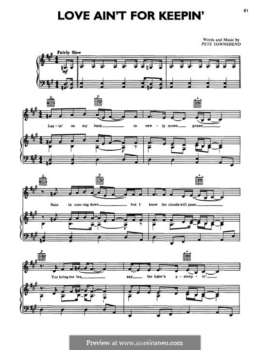 Love ain't for Keeping (The Who): Для голоса и фортепиано (или гитары) by Peter Townshend
