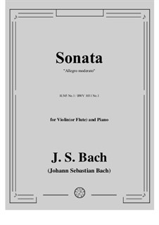 Соната для флейты и клавесина No.2 ми-бемоль мажор, BWV 1031: Movement I, for violin and piano by Иоганн Себастьян Бах