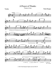 A Prayer of Thanks: For violin and viola – violin part by Ник Raspa