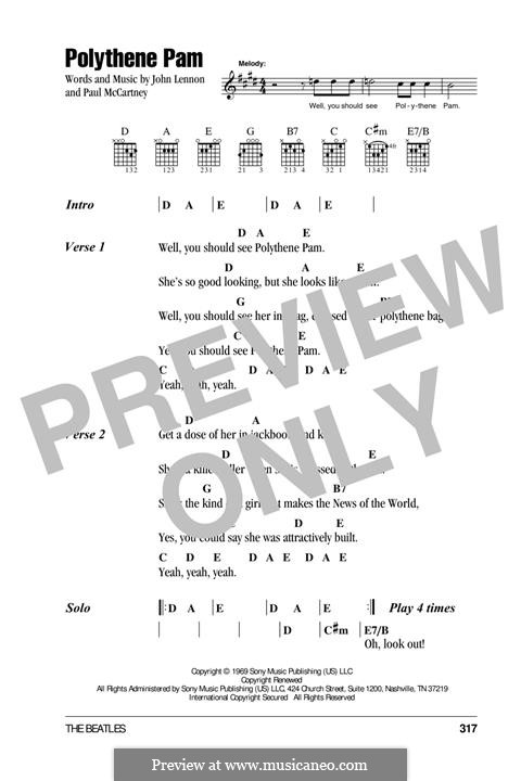 Polythene Pam (The Beatles): Lyrics and guitar chords by John Lennon, Paul McCartney