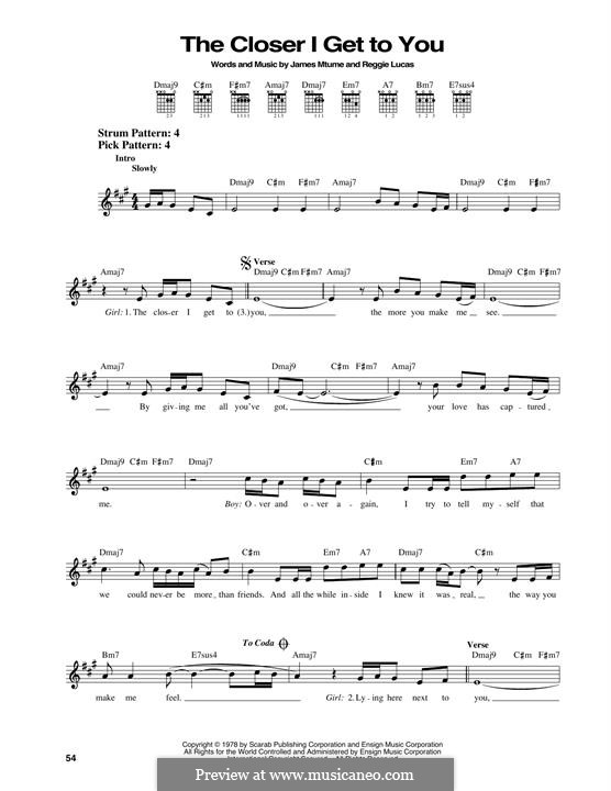 The Closer I Get To You (Beyonce featuring Luther Vandross): Для гитары by James Mtume, Reggie Lucas
