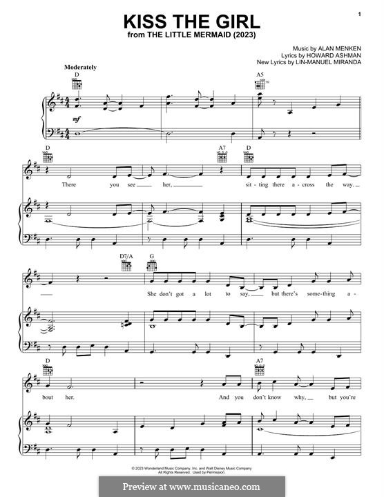 Kiss the Girl (from The Little Mermaid): Для голоса и фортепиано (или гитары) by Alan Menken