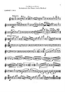 Приглашение к танцу, J.260 Op.65: Для оркестра – партии кларнетов by Карл Мария фон Вебер