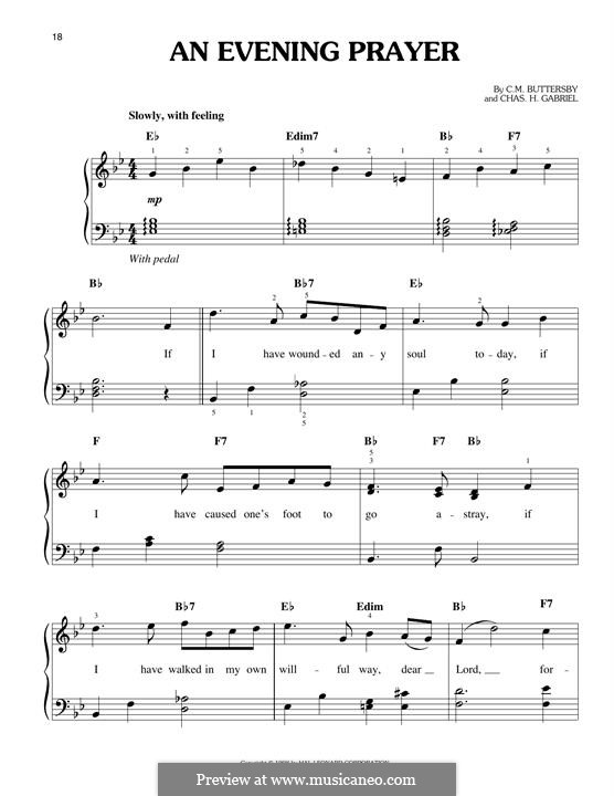 An Evening Prayer (Elvis Presley): Для фортепиано by Charles Hutchinson Gabriel